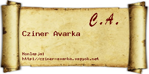 Cziner Avarka névjegykártya